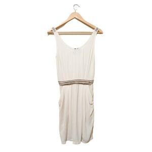 Mango dress light cream with metallic embellishment.